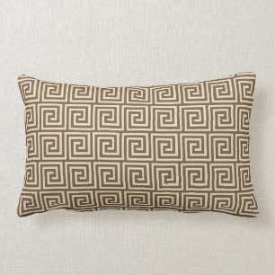 Coussin Rectangle La clé grecque, nuances de taupe se bronzent