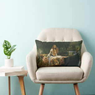 Coussin Rectangle La Dame de Shalott sur un bateau par John William