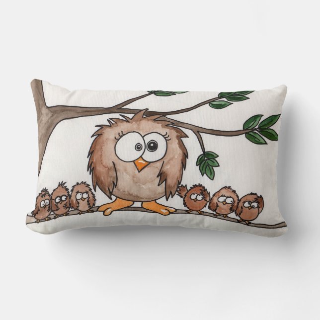 Coussin Rectangle La famille de hibou (Recto)