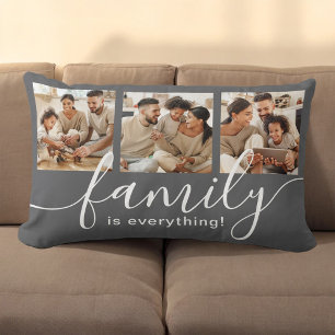 Coussin Rectangle La famille est tout 3 Photo Collage Gris