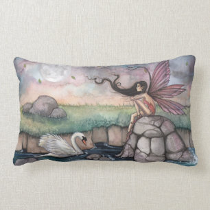 Coussin Rectangle La Fée du Lieu de Rencontre et Fantaisie de Cygne 
