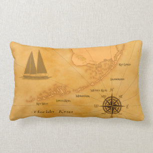 Coussin Rectangle La Floride nautique vintage verrouille la carte