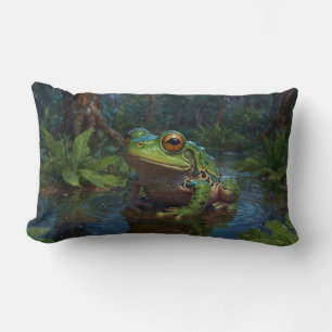 Coussin Rectangle La grenouille des arbres dans un étang paysage fau
