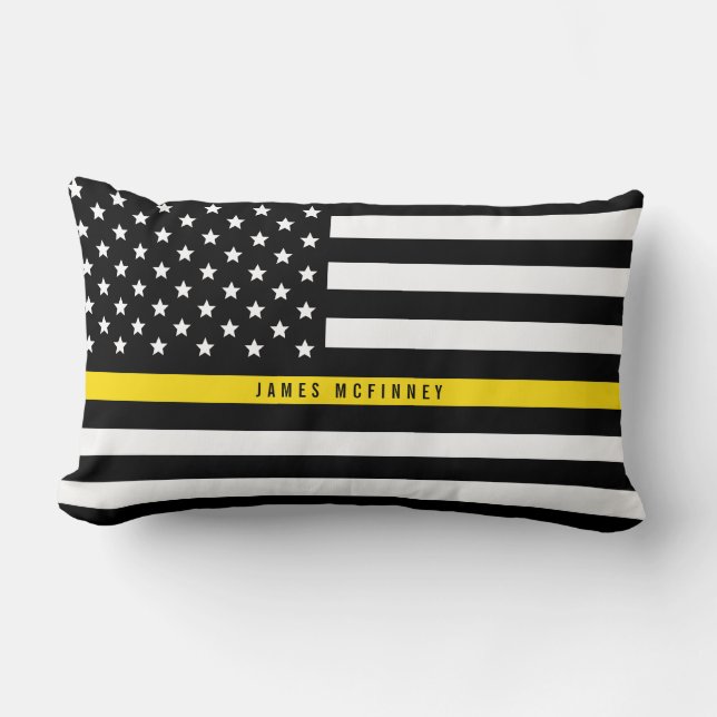 Coussin Rectangle La ligne jaune mince drapeau américain (Recto)