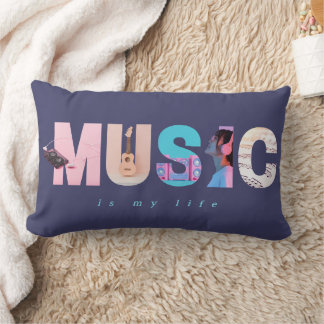 Coussin Rectangle La musique est ma vie Rétro Y2K Tech Joueur Violet