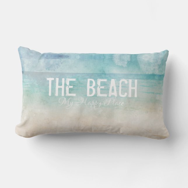 Coussin Rectangle La Plage Mon Endroit Heureux Ocean Sand Water Shor (Recto)