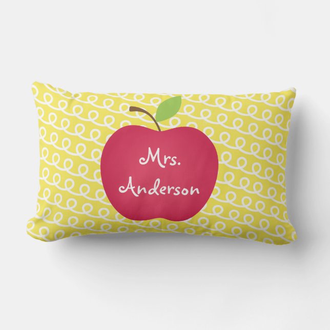 Coussin Rectangle La Pomme rouge, un enseignant personnalisé (Recto)