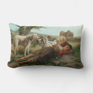 Coussin Rectangle La Siesta de la Goatherder Girl (par Carlo Ademoll