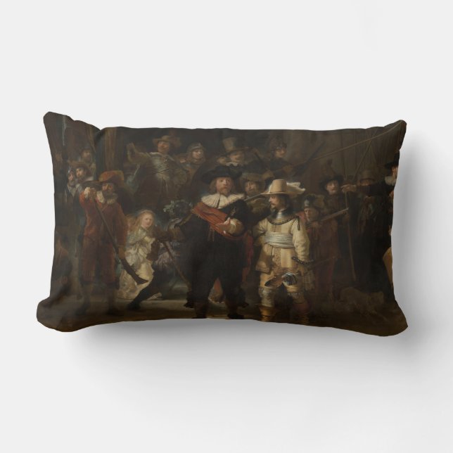 Coussin Rectangle La Veille de nuit Le chef-d'oeuvre baroque Rembran (Recto)
