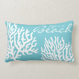 Coussin Rectangle La vie de corail côtière de mer blanche est une