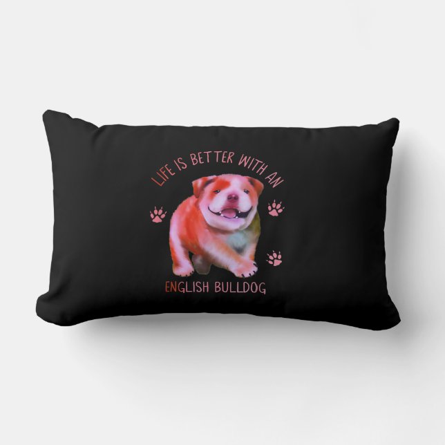 Coussin Rectangle La Vie Est Meilleure Avec Le Chien-Putain Anglais  (Recto)