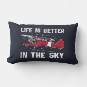 Coussin Rectangle La vie est meilleure dans le ciel Avion Pilote
