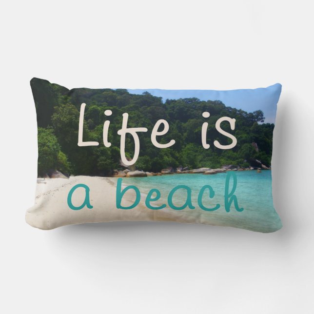 Coussin Rectangle La vie est une plage (Recto)