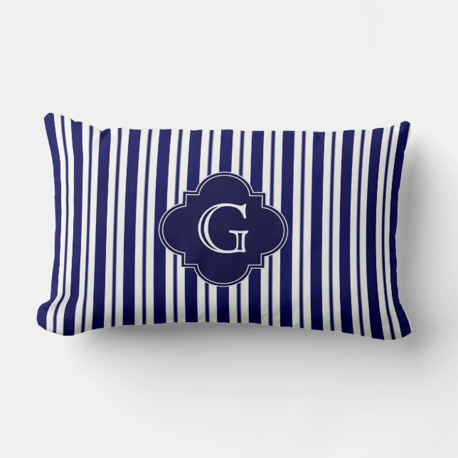 Coussin Rectangle Label monogram de la marine (Recto)