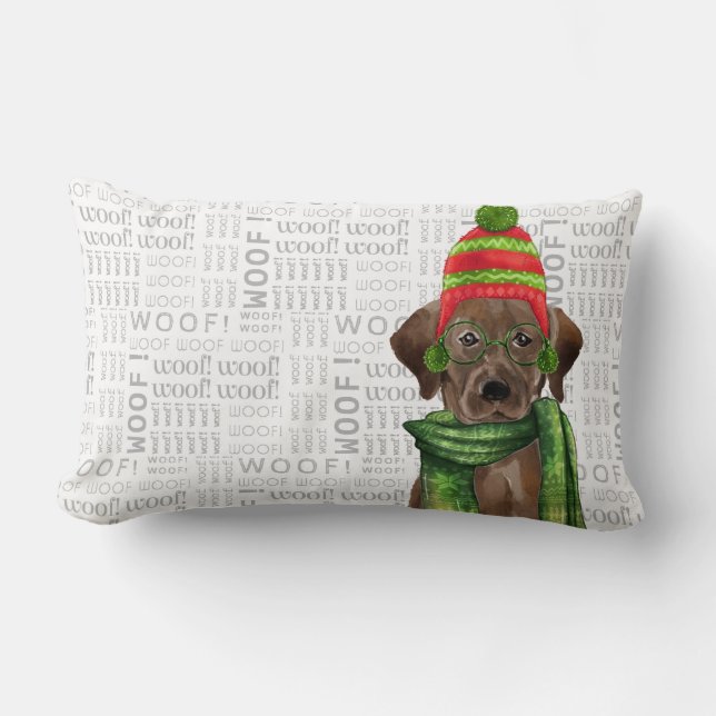 Coussin Rectangle Laboratoire de chocolat de Noël Amoureux des chien (Recto)