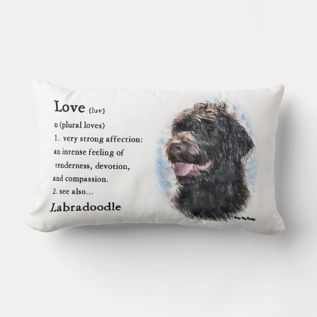 Coussin Rectangle Labradoodle L'amour est des cadeaux (Recto)
