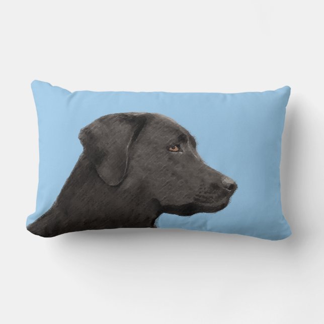 Coussin Rectangle Labrador Retriever Black Peinture Original Chien A (Recto)