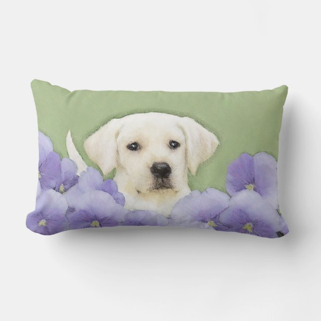 Coussin Rectangle Labrador Retriever Puppy Painting Original Chien A (Recto)