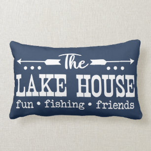 Coussin Rectangle Lac House Bleu et blanc