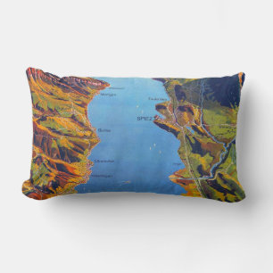 Coussin Rectangle Lac vintage de Thun Suisse Voyage