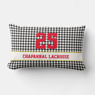 Coussin Rectangle Lacrosse Team Sports Joueur NUMBER Checkerboard