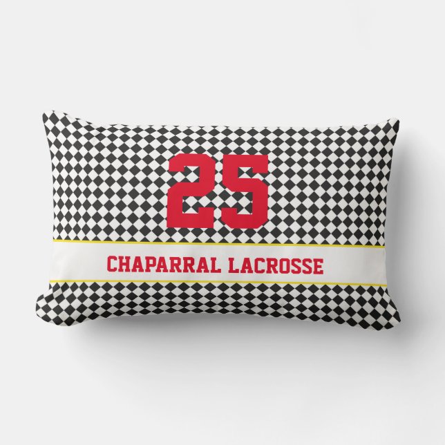 Coussin Rectangle Lacrosse Team Sports Joueur NUMBER Checkerboard (Recto)