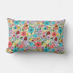 Coussin Rectangle Lady Bugs et Flowers
