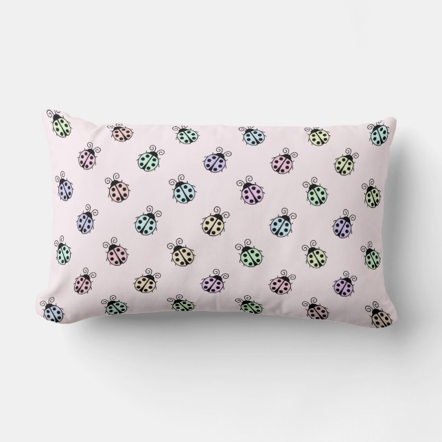 Coussin Rectangle Ladybugs Pastel Multicolor Motif en rose (Recto)