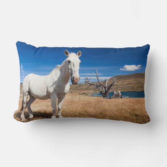 Coussin Rectangle Laguna Azul, paysage avec chevaux (Recto)