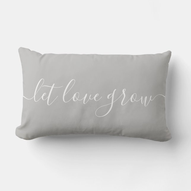Coussin Rectangle Laisser l'amour grandir gris et blanc (Recto)