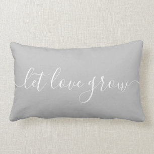 Coussin Rectangle Laisser l'amour grandir gris et blanc