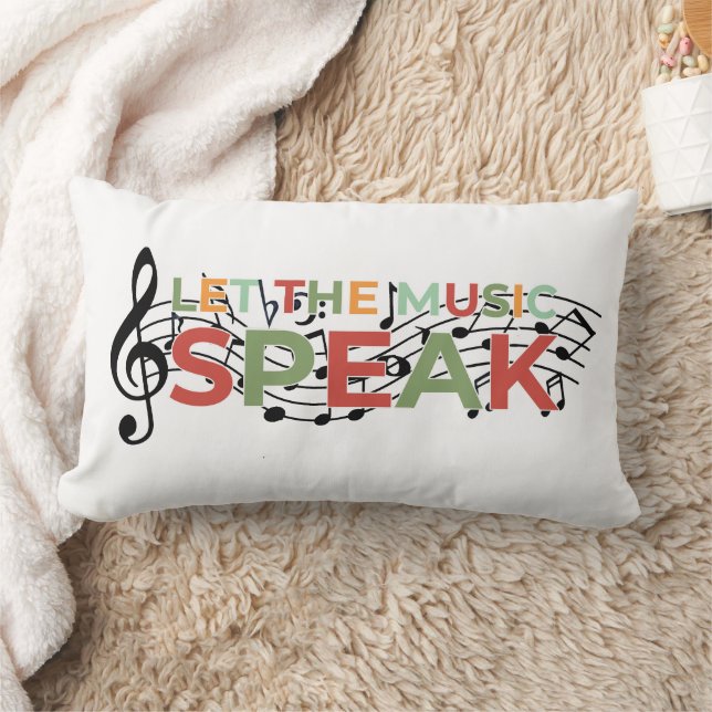 Coussin Rectangle Laissez La Musique Parler, Notes Musicales (Couverture)