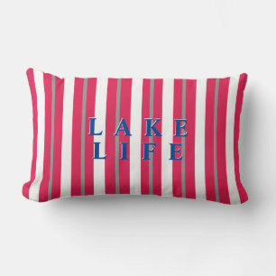 Coussin Rectangle Lake Life Rouge Blanc rayé