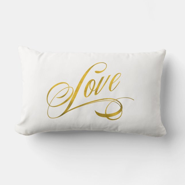 Coussin Rectangle L'aluminium de Faux d'or de citation d'amour cite (Recto)