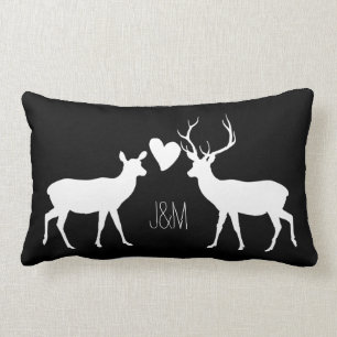 Coussin Rectangle L'amour des cerfs de Woodland avec des noms et des