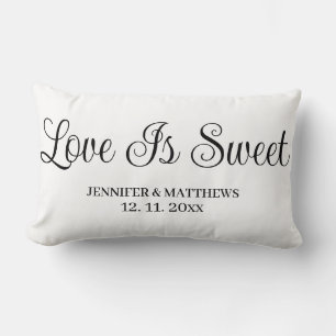 Coussin Rectangle L'amour est doux mariage noir et blanc