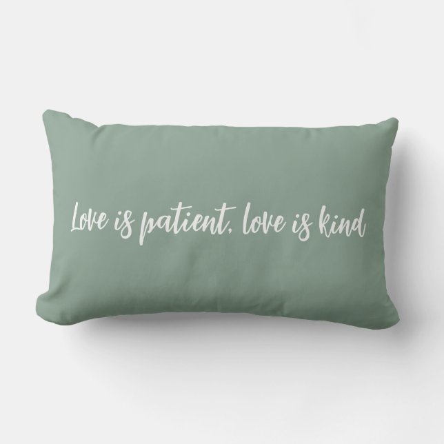Coussin Rectangle L'amour est l'amour du patient est vert sage (Recto)