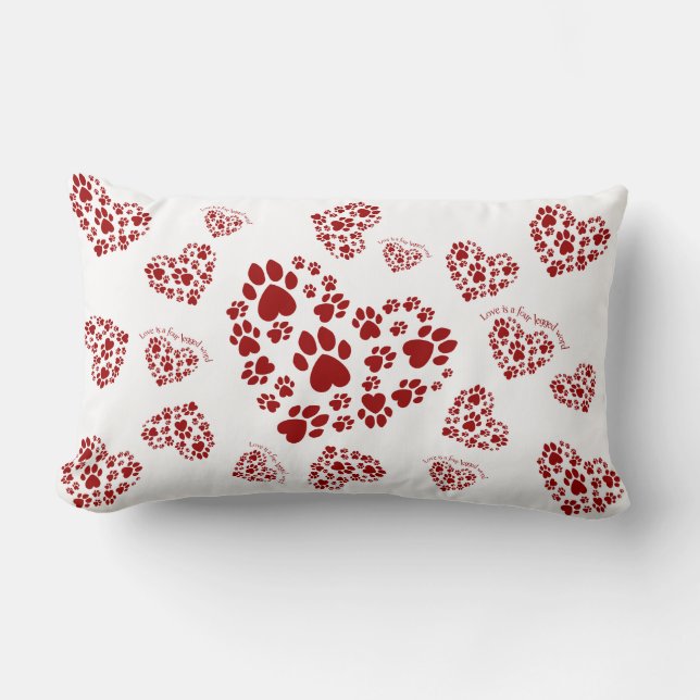 Coussin Rectangle L'amour est un mot quatre à jambes (Recto)