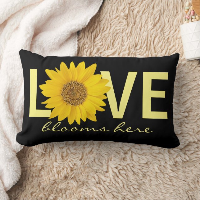 Coussin Rectangle L'amour fleurit ici Tournesol Jaune Retour (Couverture)
