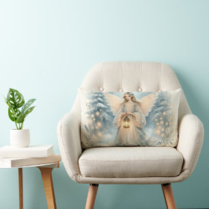 Coussin Rectangle Lanterne céleste d'ange d'hiver de grâce
