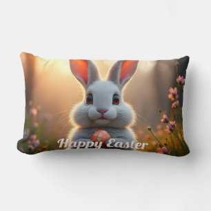 Coussin Rectangle Lapin de Pâques heureux dans la magie du printemps