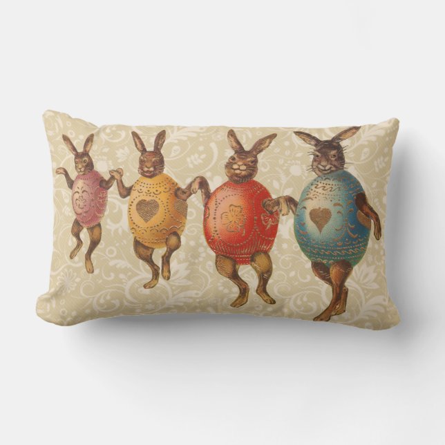 Coussin Rectangle Lapin de Pâques Œufs Dansants (Recto)