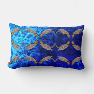 Coussin Rectangle L'art de la tortue de mer hawaïenne imprime le cou