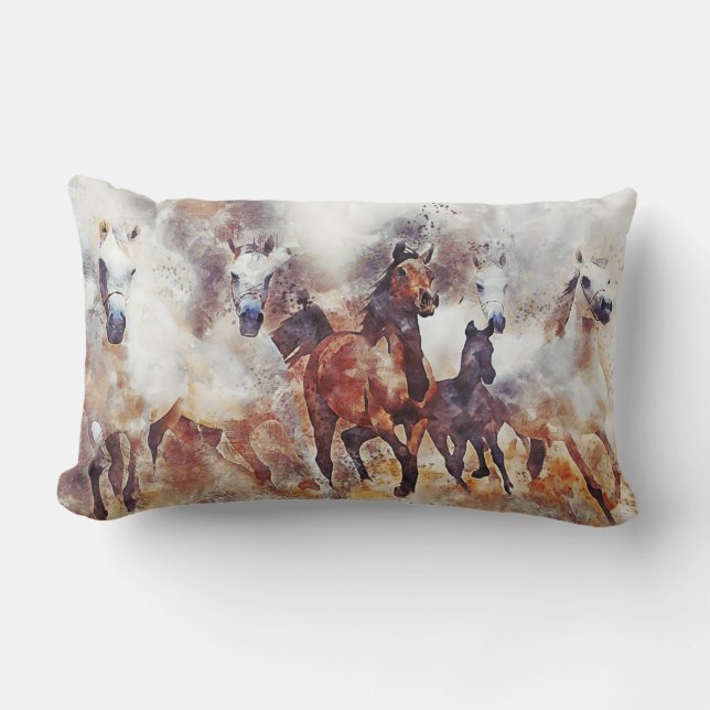 Coussin Rectangle L'art des Chevaux sauvages (Recto)