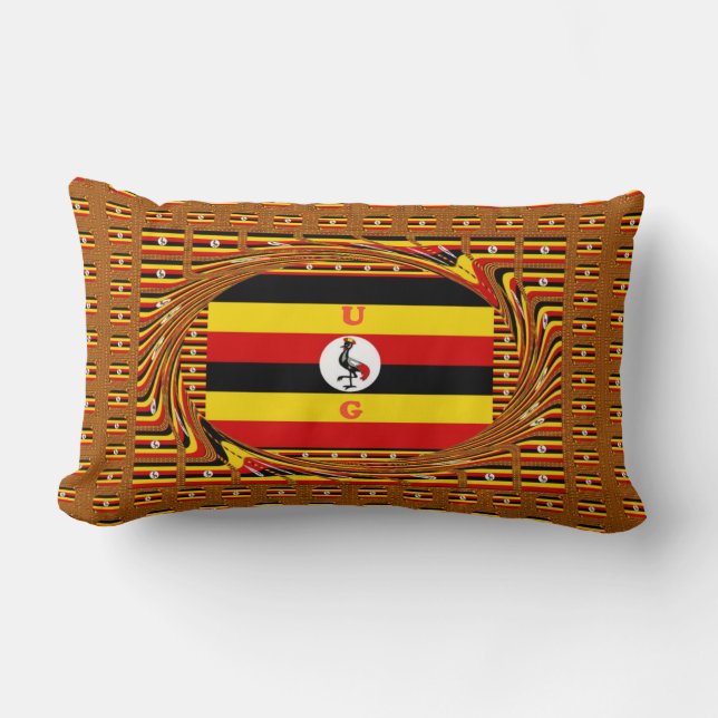 Coussin Rectangle L'Art Vibrant Ouganda Inspiré Du Drapeau (Recto)