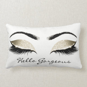 Coussin Rectangle Lash de maquillage des yeux blancs Bonjour belle C