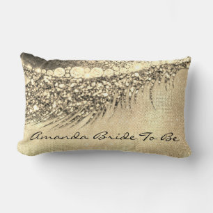 Coussin Rectangle Lash de maquillage Lux d'or Champagne Spark Bride