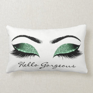 Coussin Rectangle Lashes de maquillage blanc de Cali Woodland Hello 