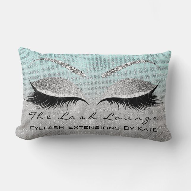 Coussin Rectangle Lashes de maquillage gris Parties scintillant Beau (Recto)