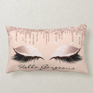 Coussin Rectangle Lashes de maquillage Rose Rose Rose Or Drip Bonjou